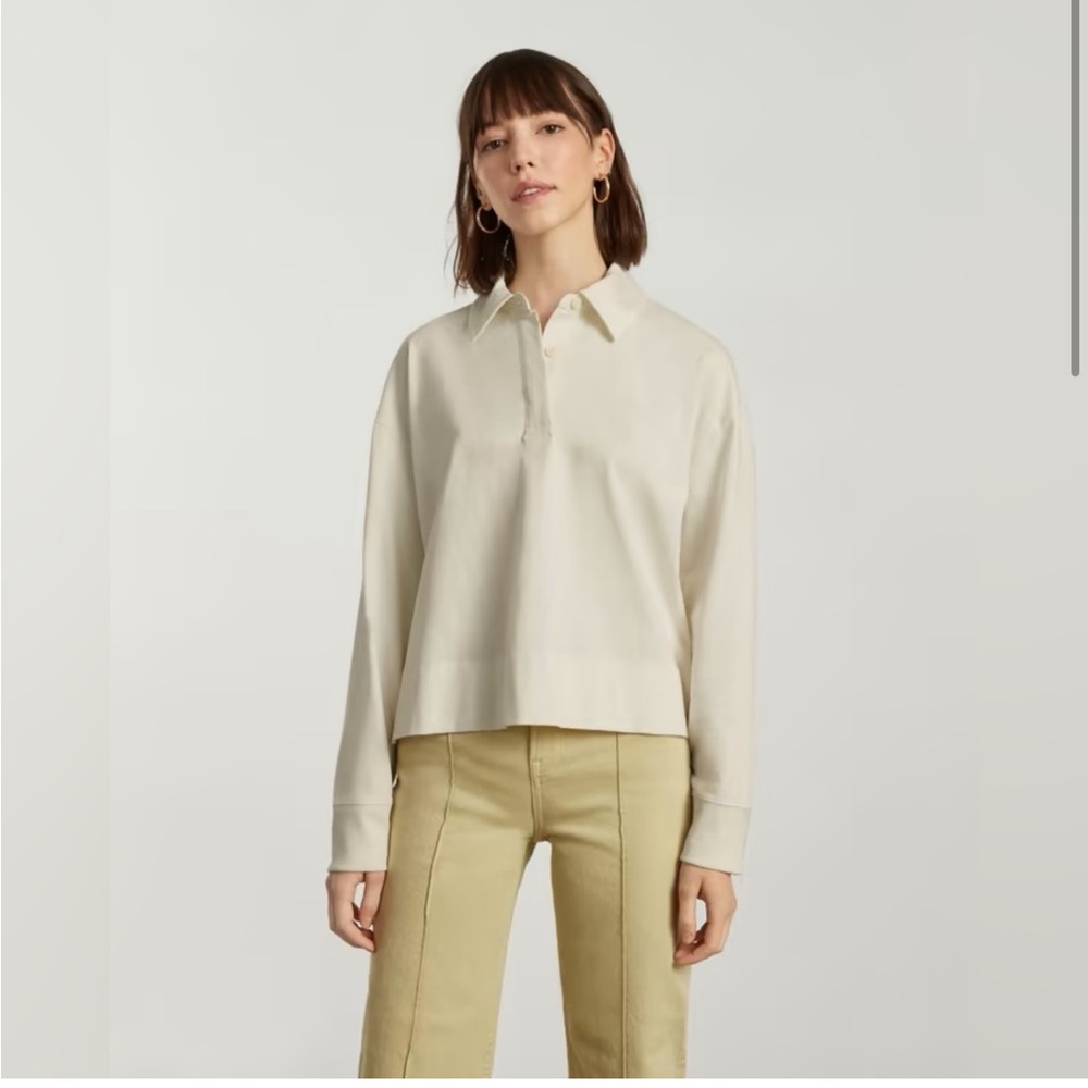 Everlane Cropped Long Sleeve Polo